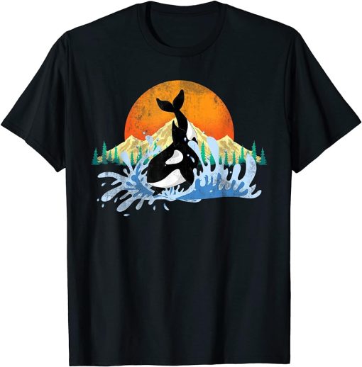 Killer Whale Aquarist Gift Ocean Animal Sun Mountains Orca T-Shirt