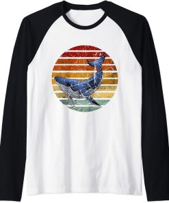 Vintage Killer Whale Orca Funny Retro Whale Sea Ocean Gift Raglan Baseball Tee