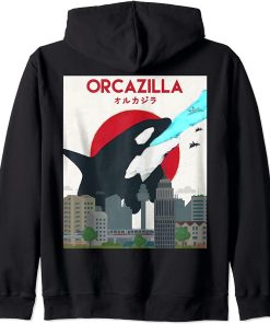 Funny Orcazilla Killer Whale Shirt Gift for Orca Lovers Zip Hoodie