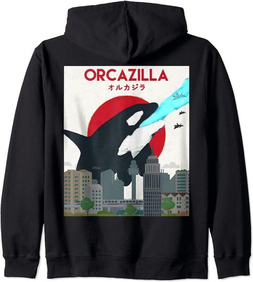 Funny Orcazilla Killer Whale Shirt Gift for Orca Lovers Zip Hoodie