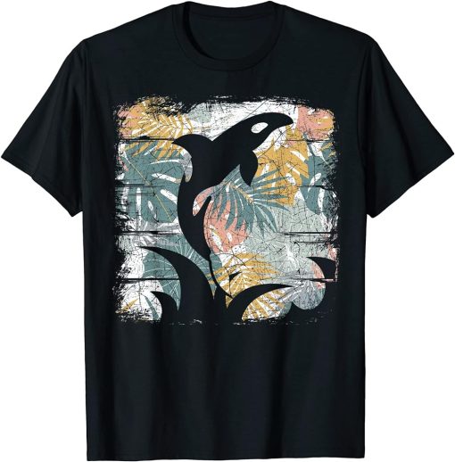 Tropical Nature Pattern Exotic Summer Vacation Whale Orca T-Shirt