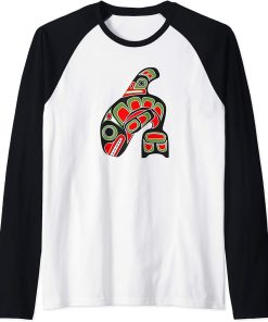 Orca Whale Alaska Haida Art, Native American Totem Tribal Raglan Baseball Tee